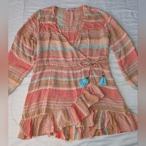 Blue Island Coral and Aqua Striped Mini Dress